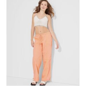 NWOT - Women's Mid-Rise Wide Leg Parachute Pants - Wild Fable Orange, XS
